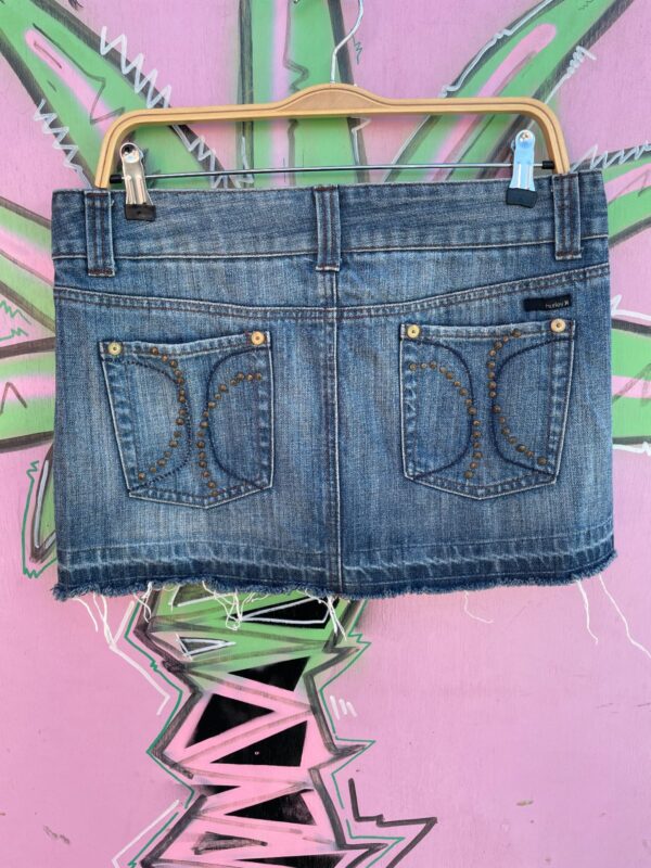 Y2K LOW RISE DENIM SKIRT BRASS STUDDING & HARDWARE