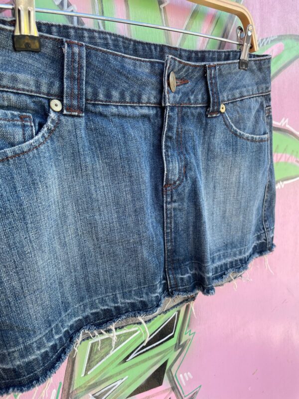 Y2K LOW RISE DENIM SKIRT BRASS STUDDING & HARDWARE