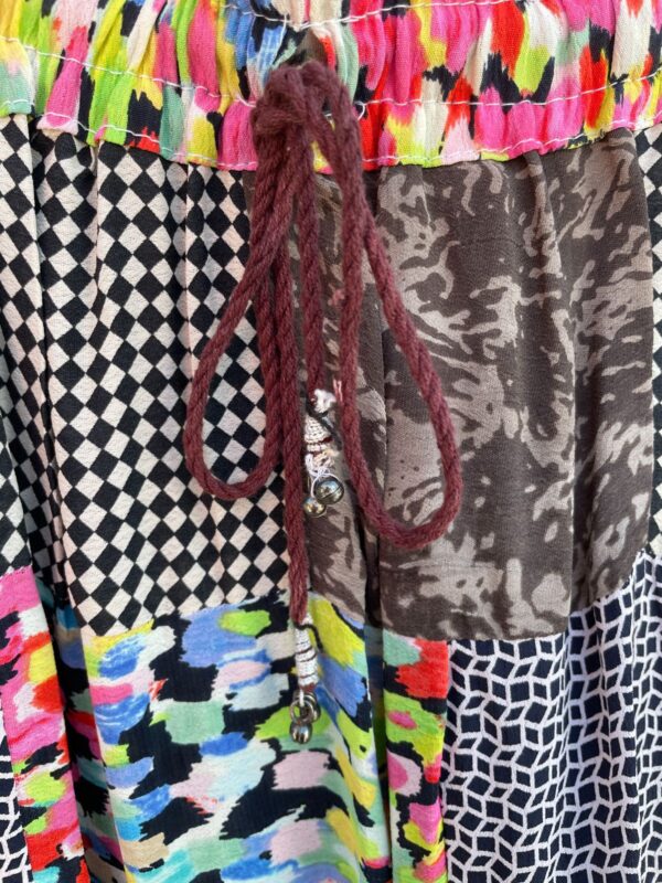 LOVE! 1990S RAYON CHECKERED PATCHWORK MAXI SKIRT