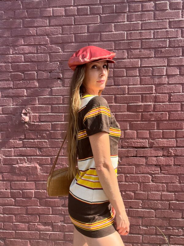 2-DIE-4!!!!! 1960S-70S SLINKY STRIPED CAP SLEEVE MINI DRESS | TUNIC