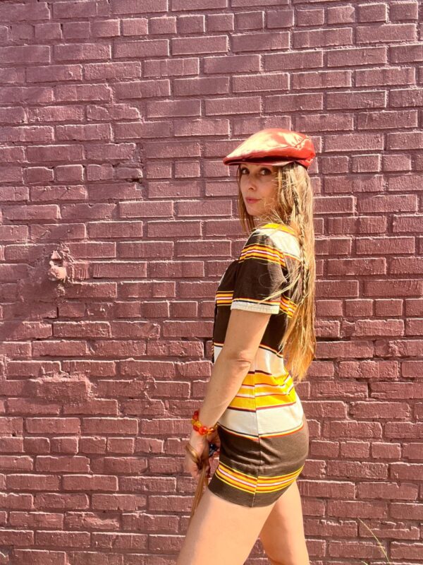 2-DIE-4!!!!! 1960S-70S SLINKY STRIPED CAP SLEEVE MINI DRESS | TUNIC