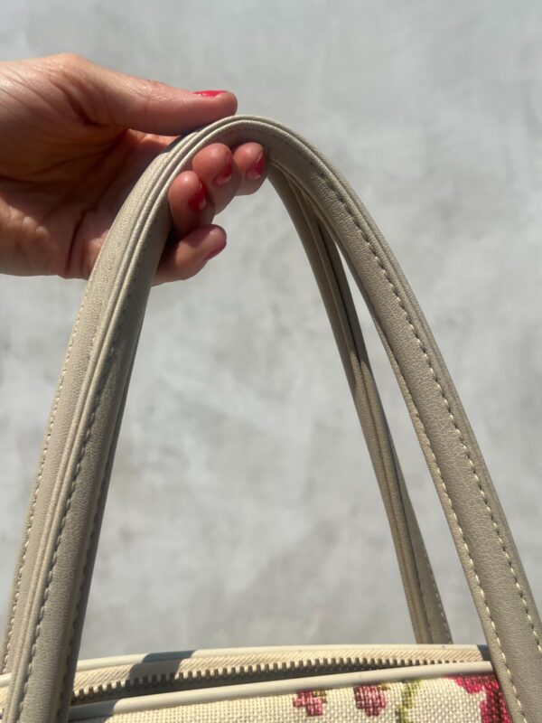AWESOME 1960S FLORAL TAPESTRY BAG DOUBLE COMPARTMENT BRASS ZIPPER