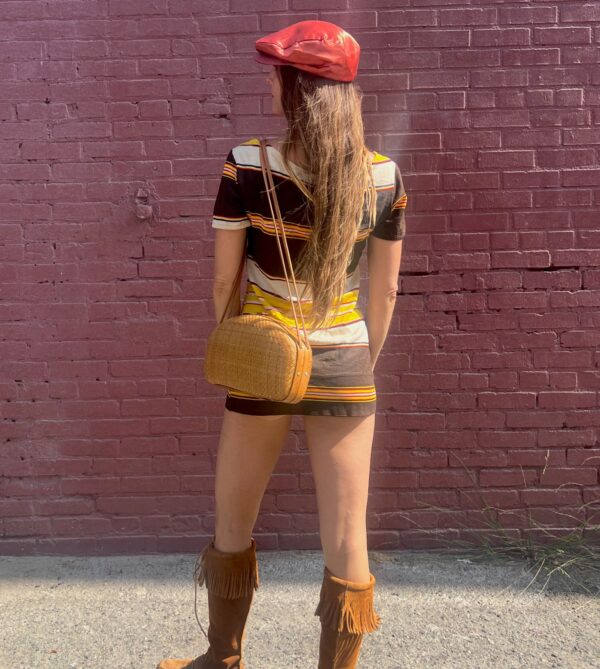 WOVEN RATTAN SHOULDER BAG LEATHER STRAP & BAMBOO DETAILS