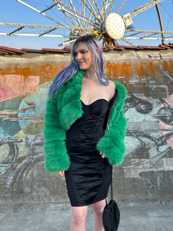 APPLE GREEN! SUPER PLUSH FAUX MONSTER FUR JACKET