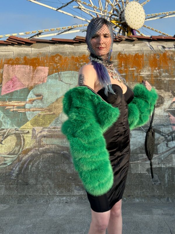APPLE GREEN! SUPER PLUSH FAUX MONSTER FUR JACKET