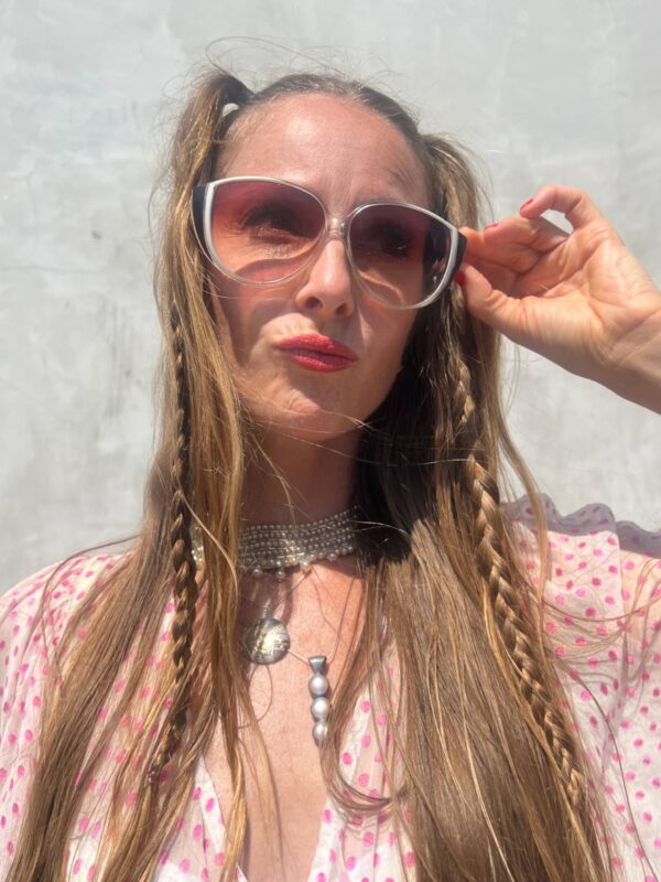 *AS-IS* 1970S-80S ROUNDEC BLACK WHITE SUNGLASSES OMBRE TINT