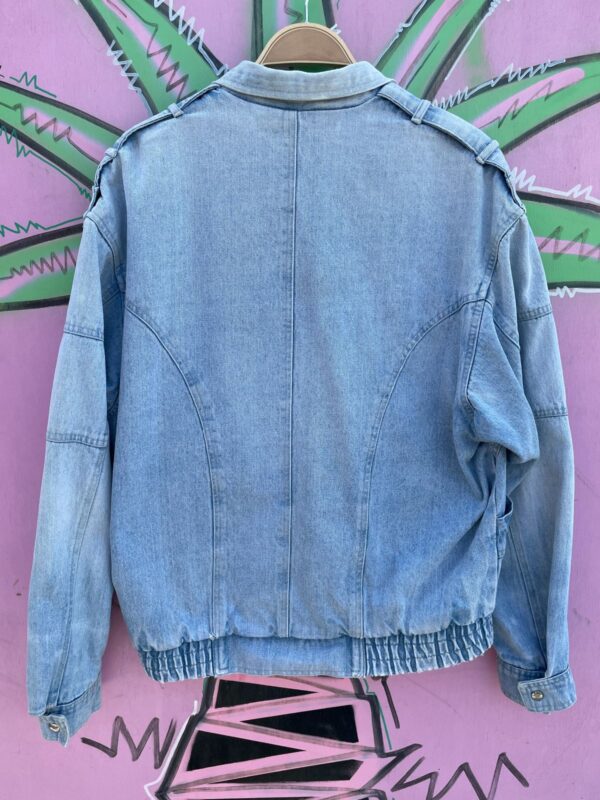 AS-IS 1980S LIGHT WASH ZIP UP PANELED DENIM JACKET YKK ZIPPER