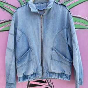 Photo detail:AS-IS 1980S LIGHT WASH ZIP UP PANELED DENIM JACKET YKK ZIPPER