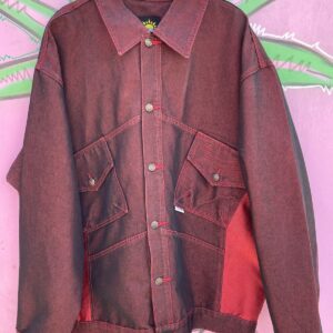 Photo detail:1990S | EARLY Y2K IRIDESCENT OVERDYED RED DENIM JACKET FUNKY ANGLED POCKETS