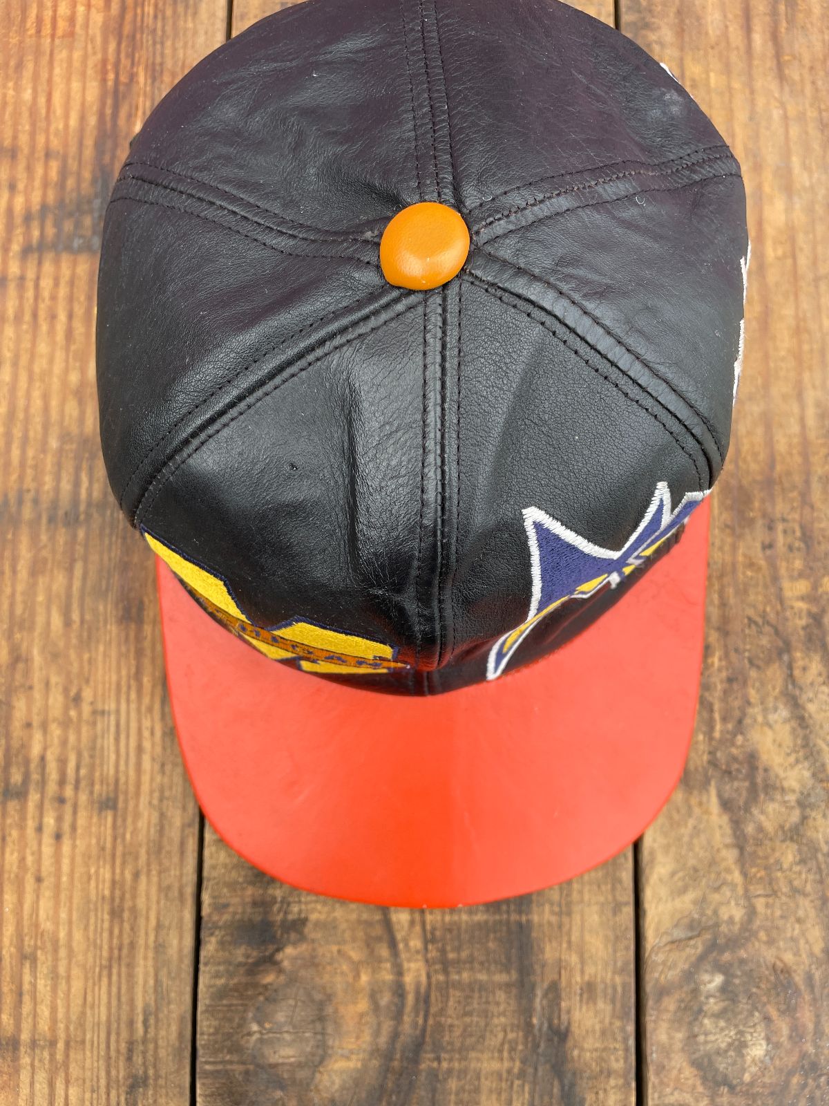 1990S EMBROIDERED MICHIGAN LEATHER 2-TONE CAP