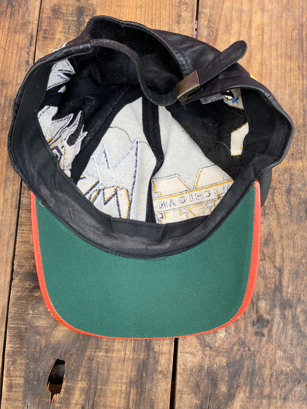 1990S EMBROIDERED MICHIGAN LEATHER 2-TONE CAP