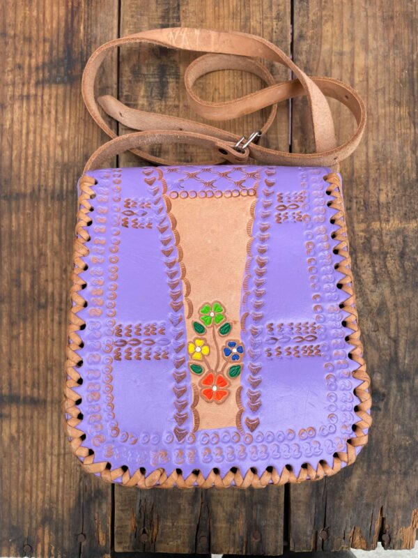 CUTE! HAND PAINTED EMBOSSED LEATHER CROSSBODY SHOULDER BAG - JUANITA