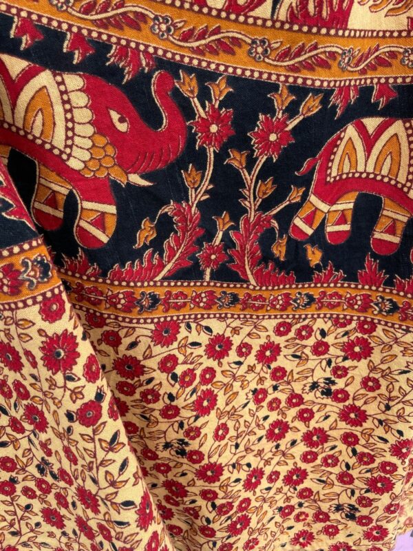 100% COTTON INDIAN BLOCK PRINT SUPER WIDE LEG PANTS ELASTIC WAIST