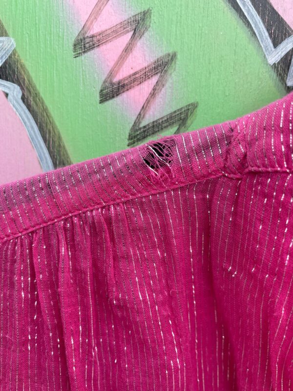 INDIAN COTTON LONG SLEEVE BUTTON DOWN BLOUSE METALLIC SILVER THREADING