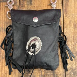 Photo detail:*AS-IS* FRINGED LEATHER LARGE CONCHO BELT HIP BAG POUCH FANNY PACK