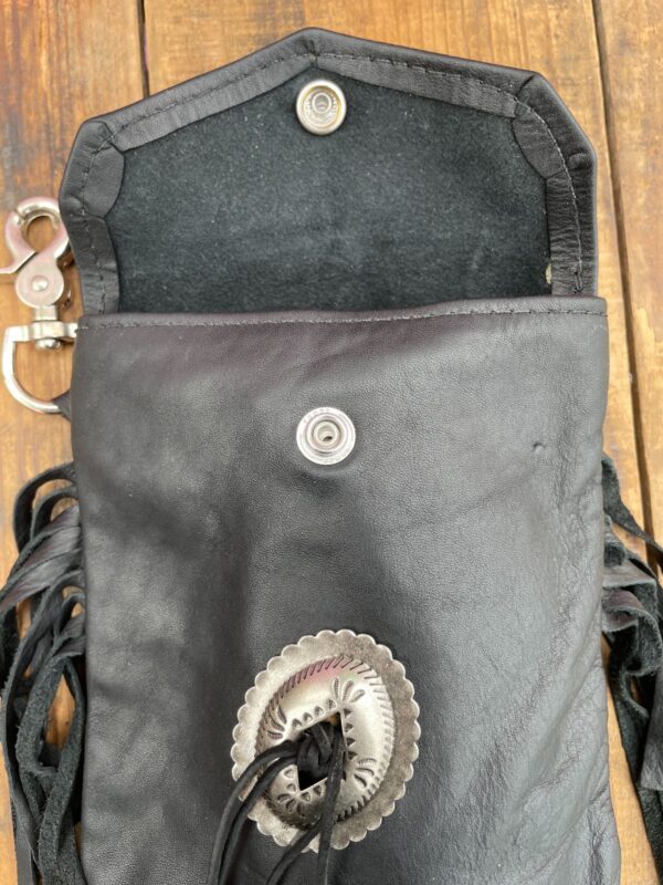 *AS-IS* FRINGED LEATHER LARGE CONCHO BELT HIP BAG POUCH FANNY PACK
