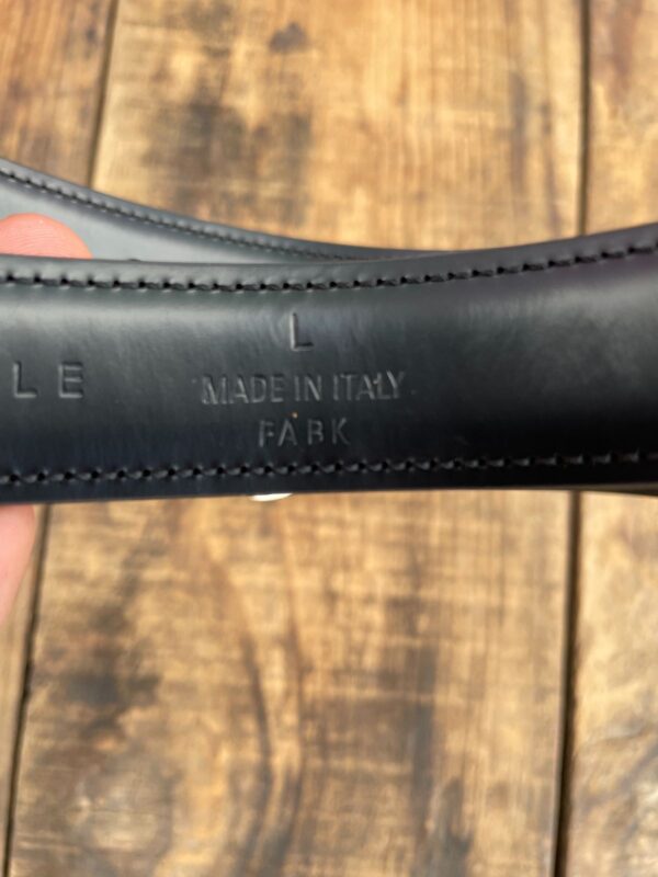 MADE IN ITALY GORGEOUS! HIGH POLISHED LEATHER DRESS BELT, CARTIER PANTHERE BUCKLE - SAMPLE?