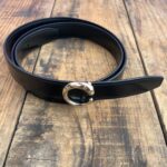 MADE IN ITALY GORGEOUS! HIGH POLISHED LEATHER DRESS BELT, CARTIER PANTHERE BUCKLE – SAMPLE?