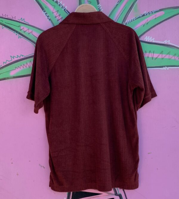 DEADSTOCK 1970S VERTICAL STRIPED TERRY CLOTH COLLARED POCKET SHIRT NWT NOS