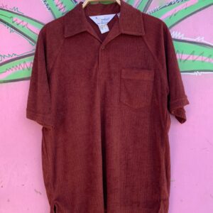 Photo detail:DEADSTOCK 1970S VERTICAL STRIPED TERRY CLOTH COLLARED POCKET SHIRT NWT NOS