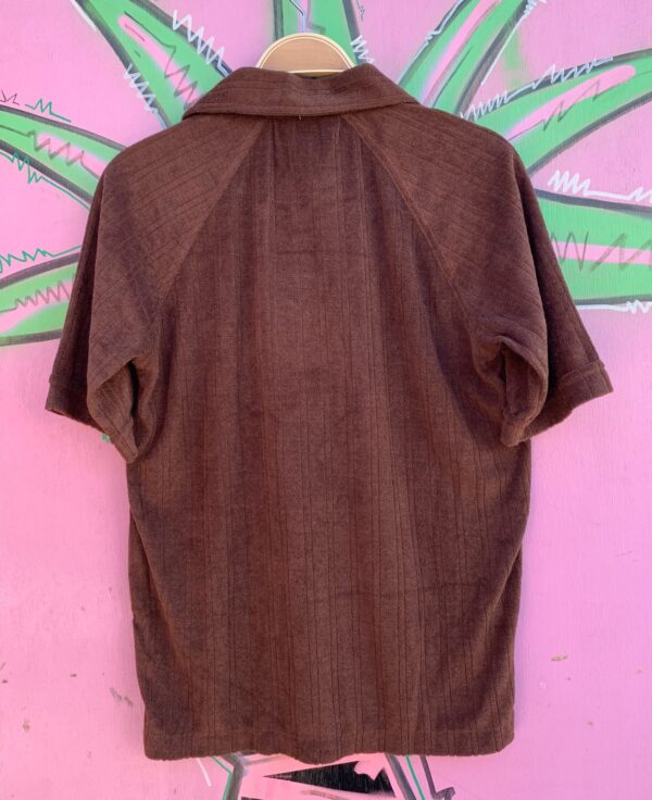 DEADSTOCK 1970S VERTICAL STRIPED TERRY CLOTH COLLARED POCKET SHIRT NWT NOS
