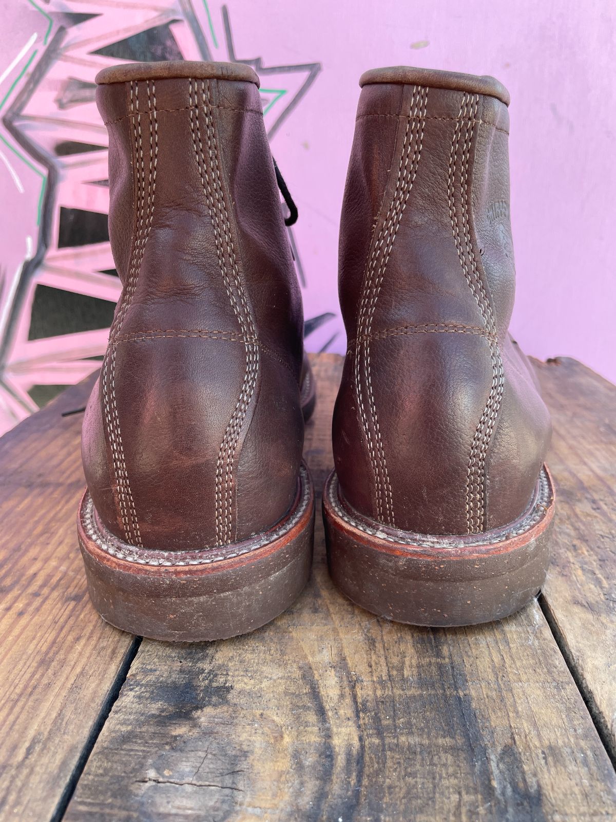 RARE! CHIPPEWA SOFT LEATHER LACE-UP WORK BOOTS, BILTRITE SOLE