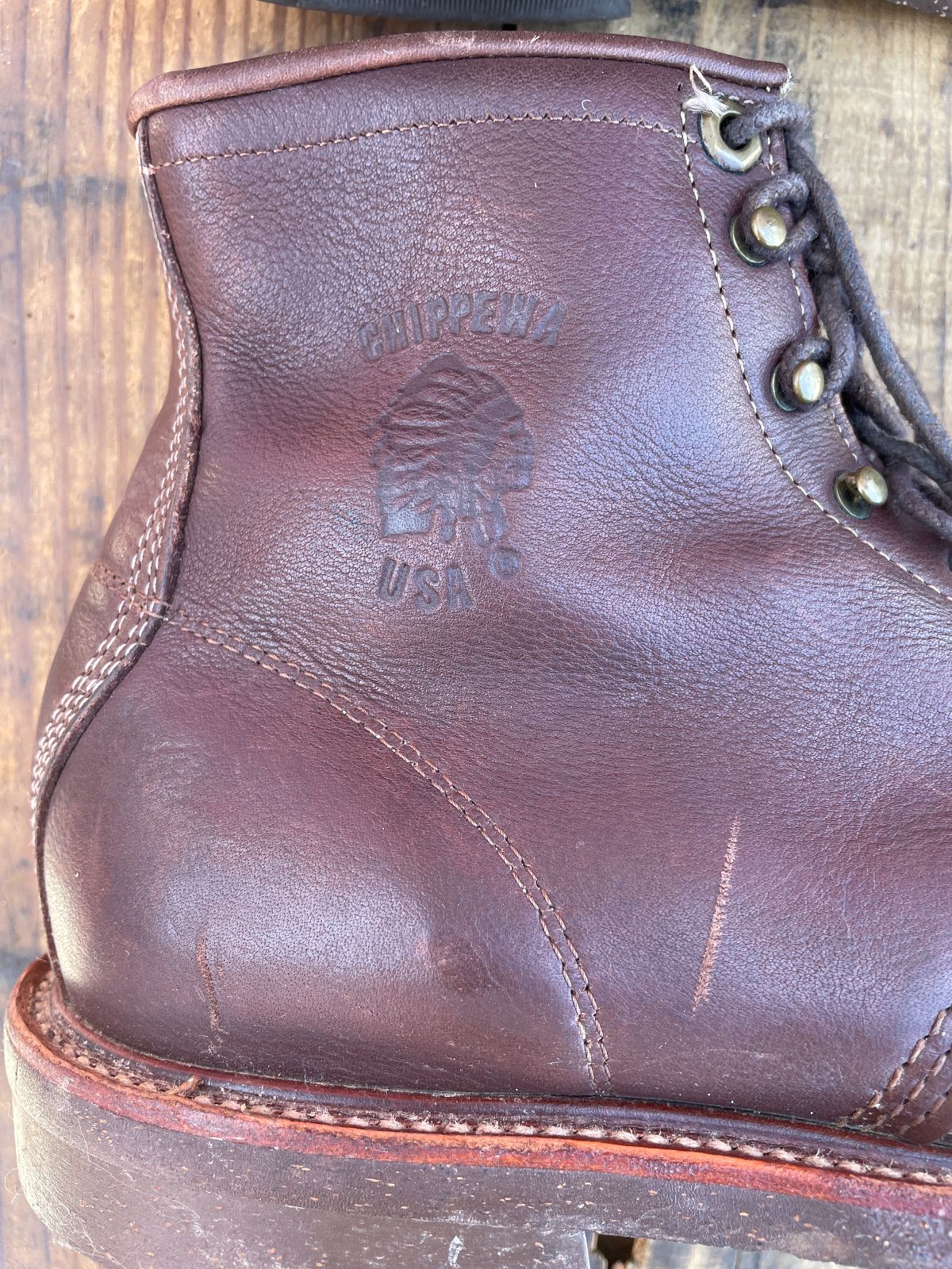 RARE! CHIPPEWA SOFT LEATHER LACE-UP WORK BOOTS, BILTRITE SOLE