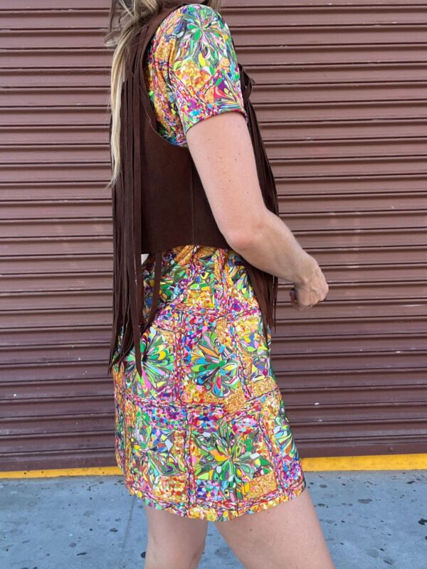 RAD! CROPPED CHOCOLATE BROWN SUEDE VEST SUPER LONG FRINGE DETAILING