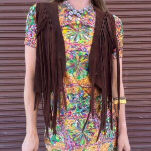 Photo detail:RAD! CROPPED CHOCOLATE BROWN SUEDE VEST SUPER LONG FRINGE DETAILING