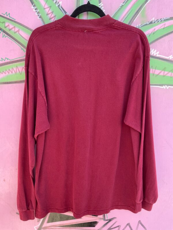 *AS-IS* 1990S MOCK TURTLENECK EMBROIDERED SWOOSH LONG SLEEVE HEAVY COTTON T SHIRT