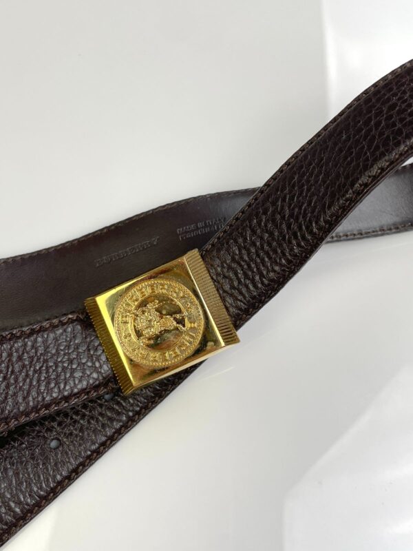 PEBBLED LEATHER DRESS BELT, HEAVY GOLD BUCKLE CLASSIC KNIGHT ICON