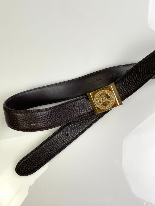 PEBBLED LEATHER DRESS BELT, HEAVY GOLD BUCKLE CLASSIC KNIGHT ICON