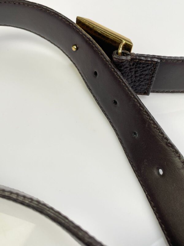 PEBBLED LEATHER DRESS BELT, HEAVY GOLD BUCKLE CLASSIC KNIGHT ICON