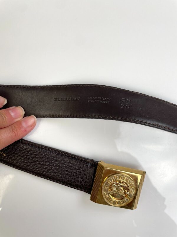 PEBBLED LEATHER DRESS BELT, HEAVY GOLD BUCKLE CLASSIC KNIGHT ICON