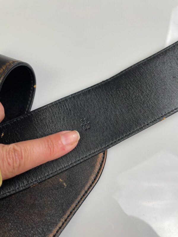 MADE IN ITALY 2-TONE OMBRE WIDE TWO PRONG LEATHER BELT HIGH POLISHED OVAL BUCKLE