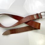 MADE IN ITALY COOL! DISTRESSED BROWN LEATHER BELT OXIDIZED SILVER BUCKLE