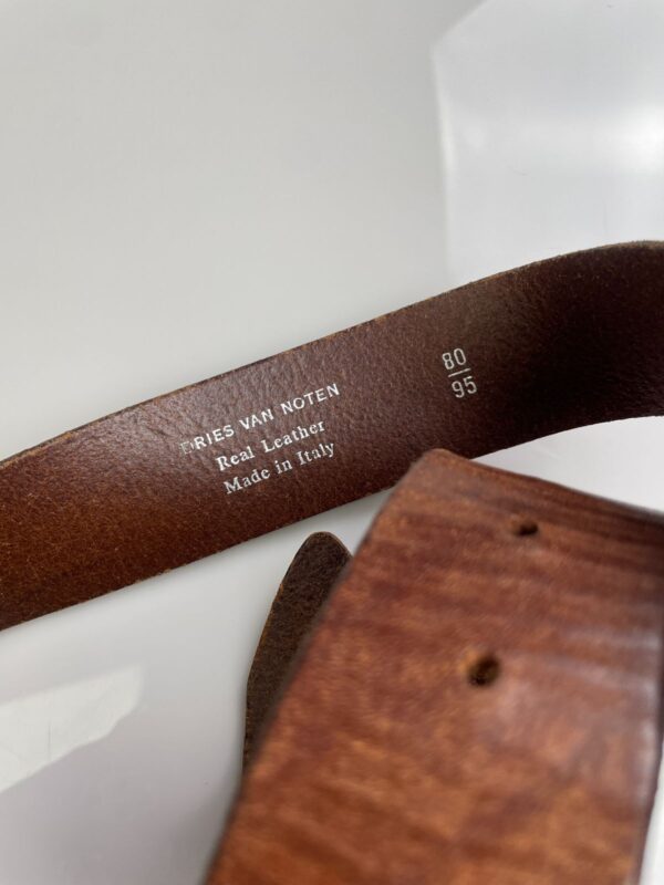 MADE IN ITALY COOL! DISTRESSED BROWN LEATHER BELT OXIDIZED SILVER BUCKLE