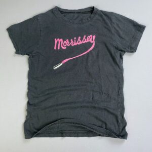 Photo detail:COOL! Y2K MORRISSEY LIPSTICK SHOELACE CRACKLED GRAPHIC PRINT BABY TEE T-SHIRT