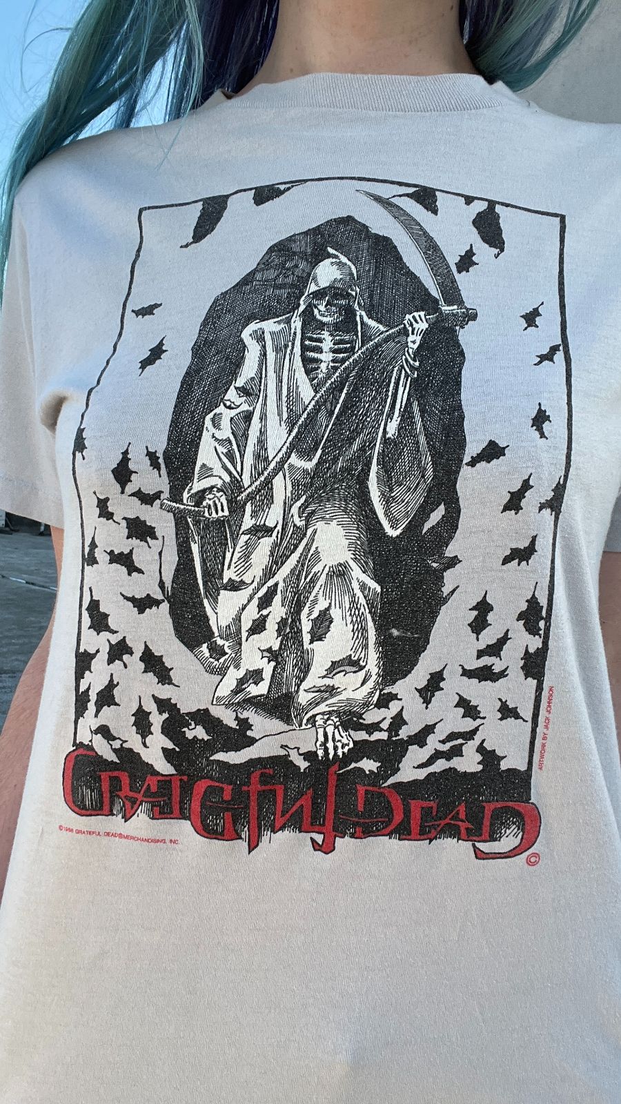 *AS-IS* RARE! 1988 GRATEFUL DEAD FALL TOUR T-SHIRT GRIM REAPER GRAPHIC in GREY
