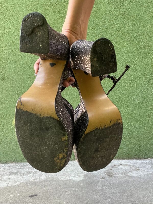 *AS-IS* 1970S FULLY GLITTER OPEN TOE PLATFORM BLOCK HEELS