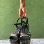 *AS-IS* 1970S FULLY GLITTER OPEN TOE PLATFORM BLOCK HEELS