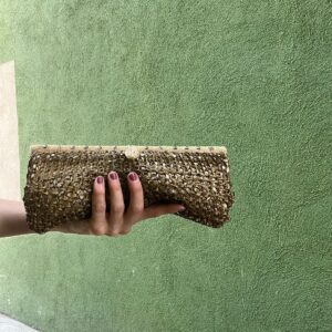 Photo detail:UNIQUE KNOTTED METAL MESH CLUTCH PURSE RHINESTONE DETAIL, MADE IN BELGIUM