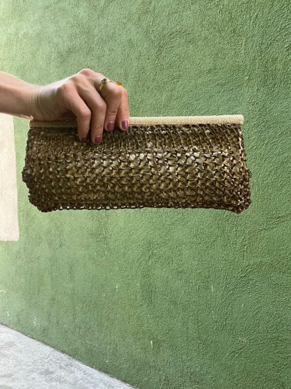 UNIQUE KNOTTED METAL MESH CLUTCH PURSE RHINESTONE DETAIL, MADE IN BELGIUM