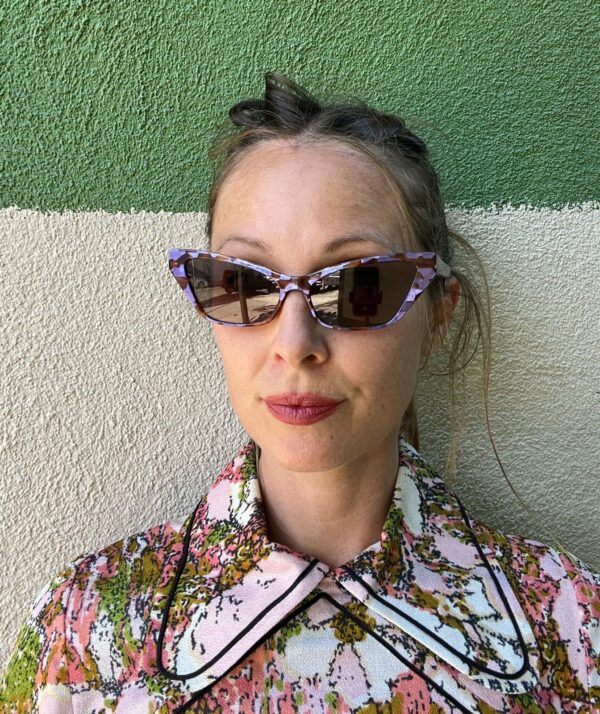 WOW! MADE IN ITALY! CAT-EYE VIOLET SPOTTED TERRAZZO TORTOISE SUNGLASSES