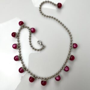 Photo detail:WOW! RETRO 1960S MULTI MOONGLOW BAUBLE CHARM BALL CHAIN NECKLACE