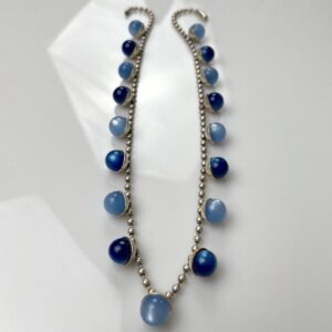 Photo detail:WOW! RETRO 1960S MULTI MOONGLOW BAUBLE CHARM BALL CHAIN NECKLACE