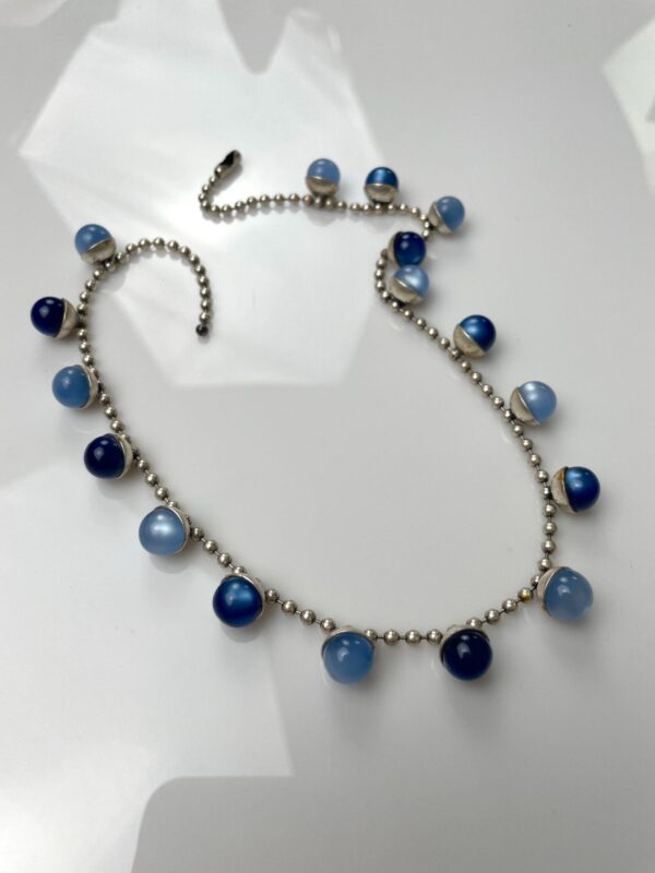 WOW! RETRO 1960S MULTI MOONGLOW BAUBLE CHARM BALL CHAIN NECKLACE