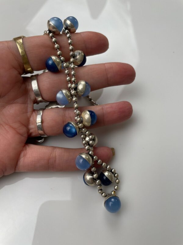 WOW! RETRO 1960S MULTI MOONGLOW BAUBLE CHARM BALL CHAIN NECKLACE