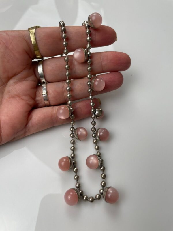 WOW! RETRO 1960S MULTI MOONGLOW BAUBLE CHARM BALL CHAIN NECKLACE