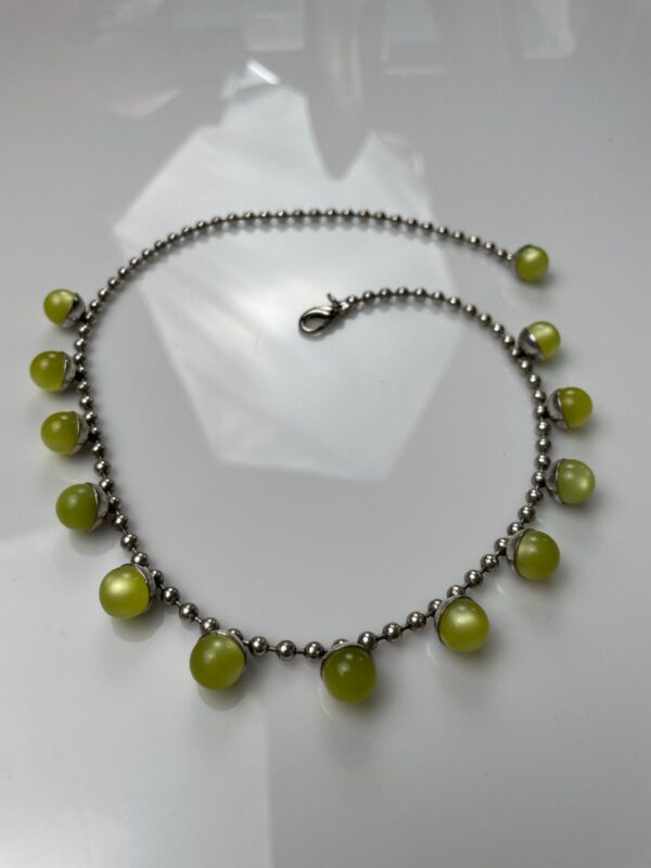 WOW! RETRO 1960S MULTI MOONGLOW BAUBLE CHARM BALL CHAIN NECKLACE